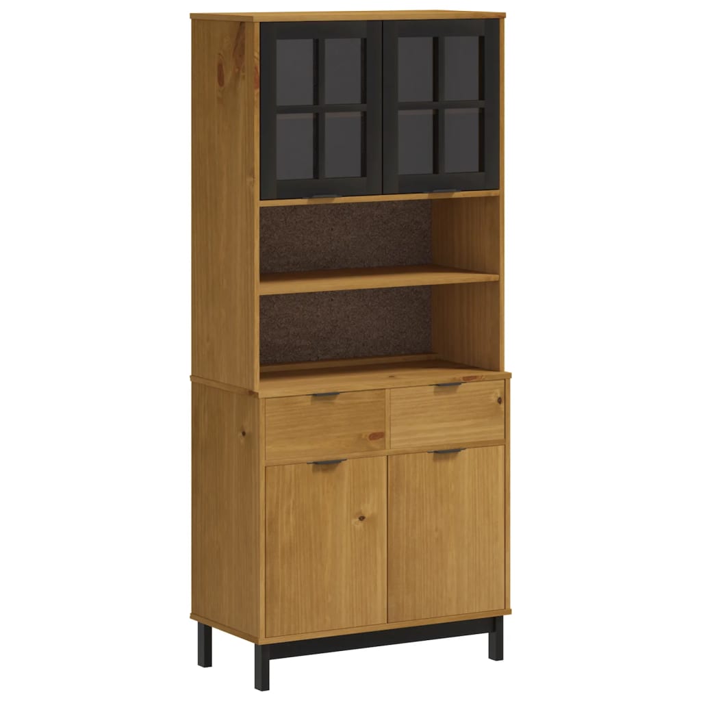8720845459284_a_en_hd_1 vidaXL Highboard with Glass Doors FLAM 80x40x180 cm Solid Wood Pine - Image 2