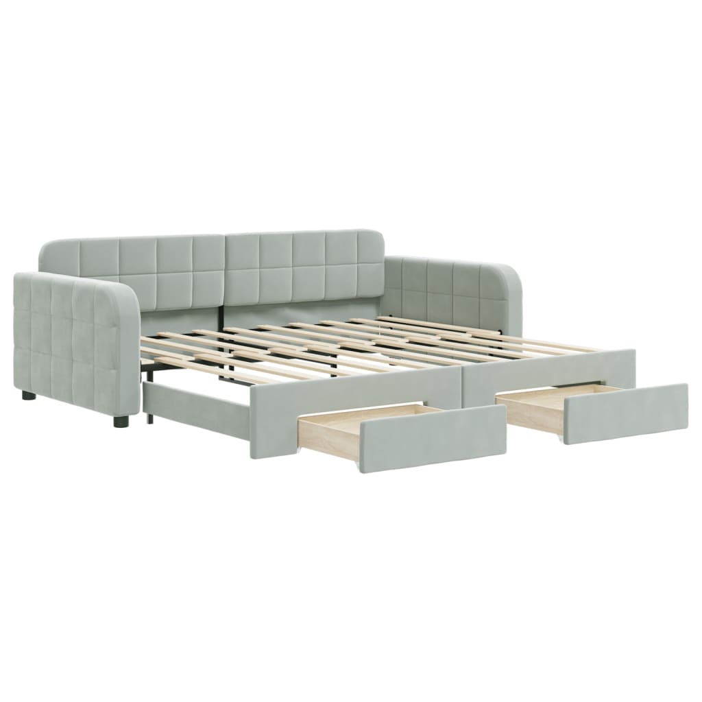 8720845463649_a_en_hd_1 vidaXL Daybed with Trundle&Drawers without Mattress Light Grey 90x190 cm - Image 2