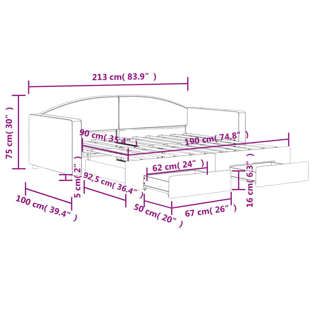 8720845466091_g_en_hd_10 vidaXL Daybed with Trundle&Drawers without Mattress Dark Grey 90x190 cm - Image 12
