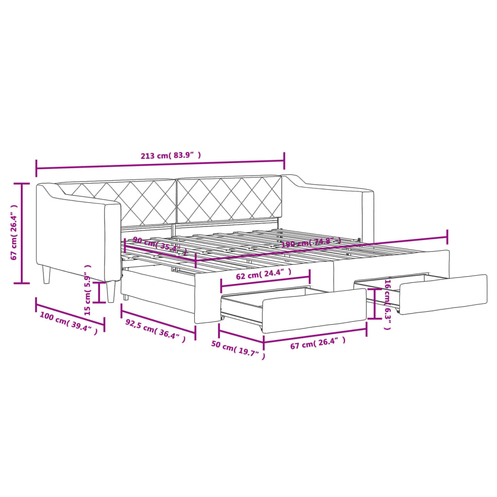 8720845468477_g_en_hd_10 vidaXL Daybed with Trundle&Drawers without Mattress Dark Grey 90x190 cm - Image 12