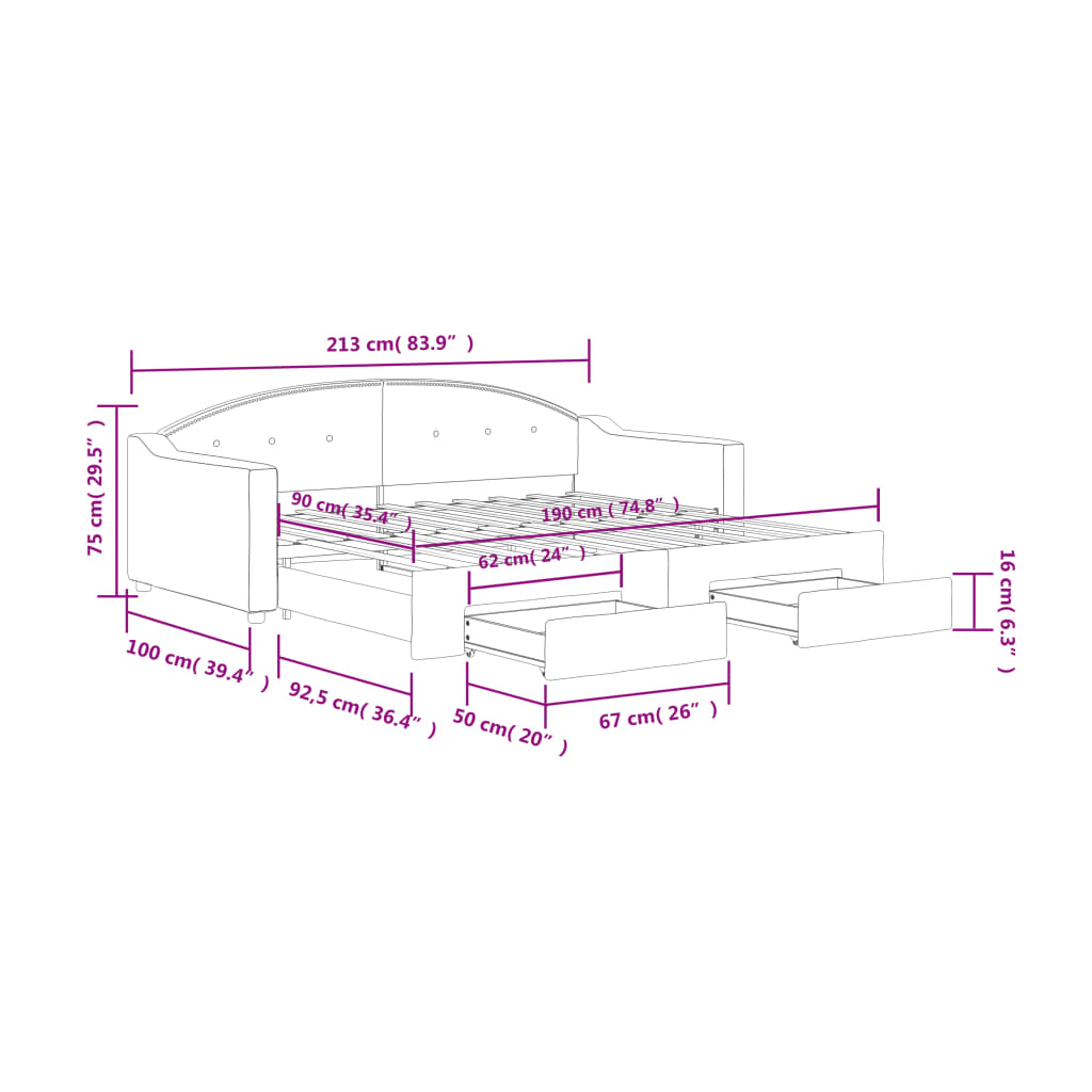 8720845469511_g_en_hd_10 vidaXL Daybed with Trundle&Drawers without Mattress Dark Grey 90x190 cm - Image 12