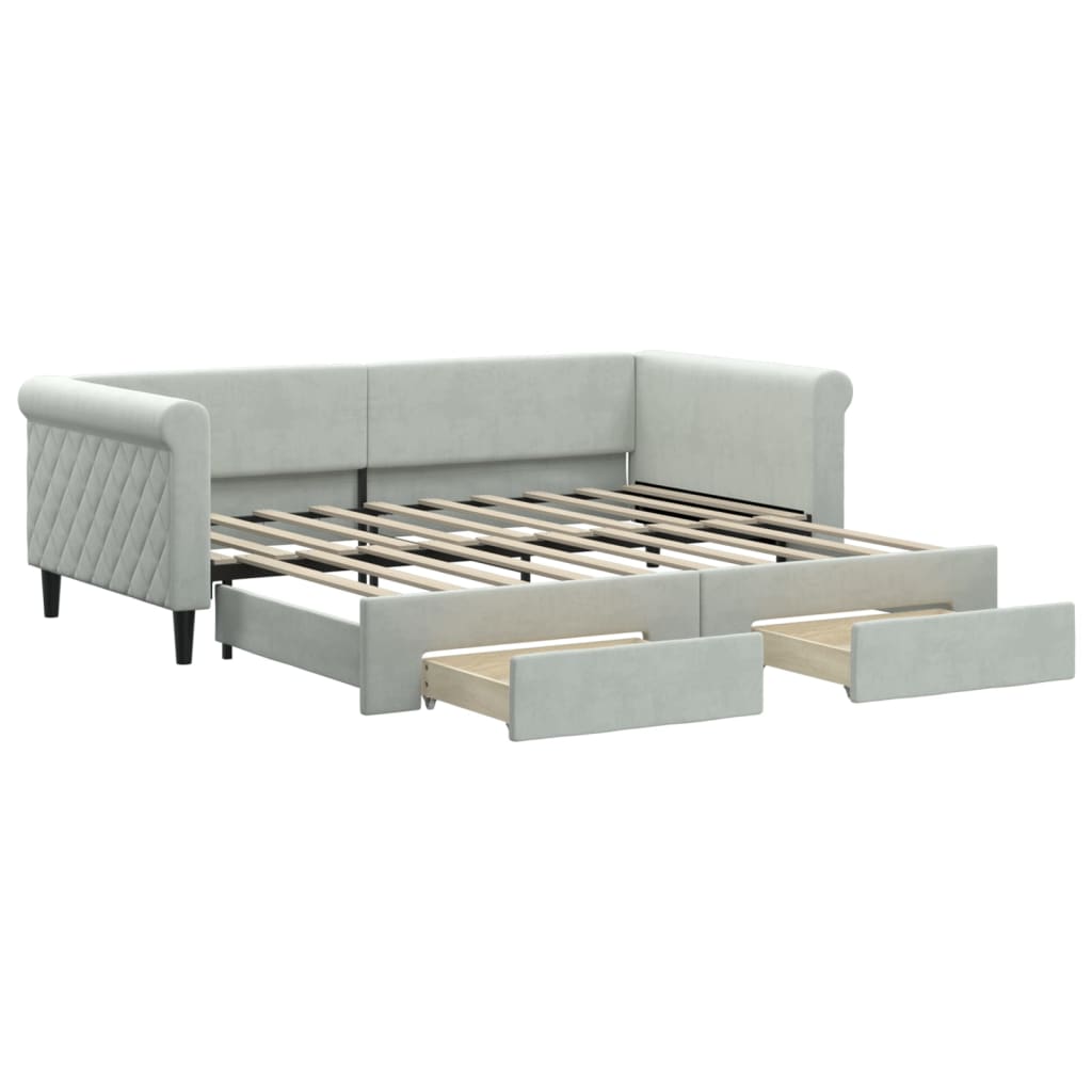 8720845472023_a_en_hd_1 vidaXL Daybed with Trundle&Drawers without Mattress Light Grey 90x190 cm - Image 2