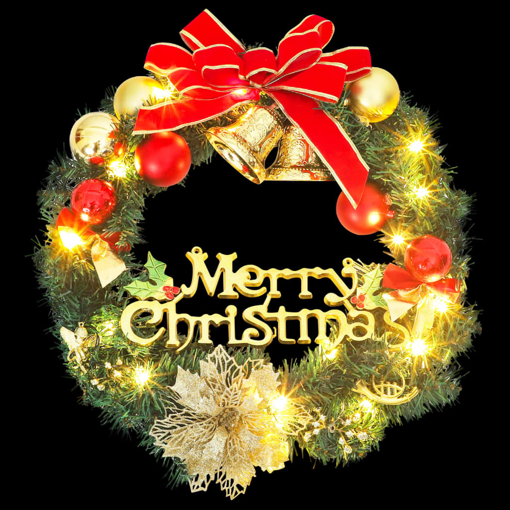 8720845472580_g_en_hd_1 vidaXL Christmas Wreath with 35 LEDs Green 60 cm - Image 2