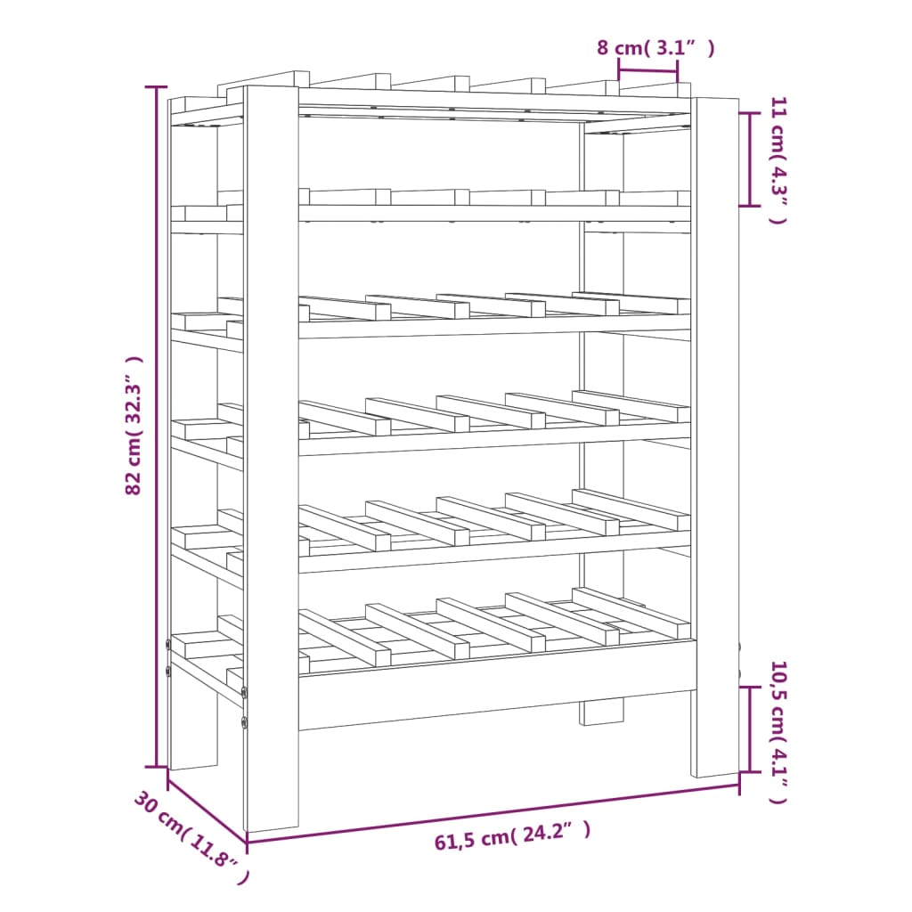 8720845520489_g_en_hd_6 vidaXL Wine Rack 61.5x30x82 cm Solid Wood Pine - Image 9