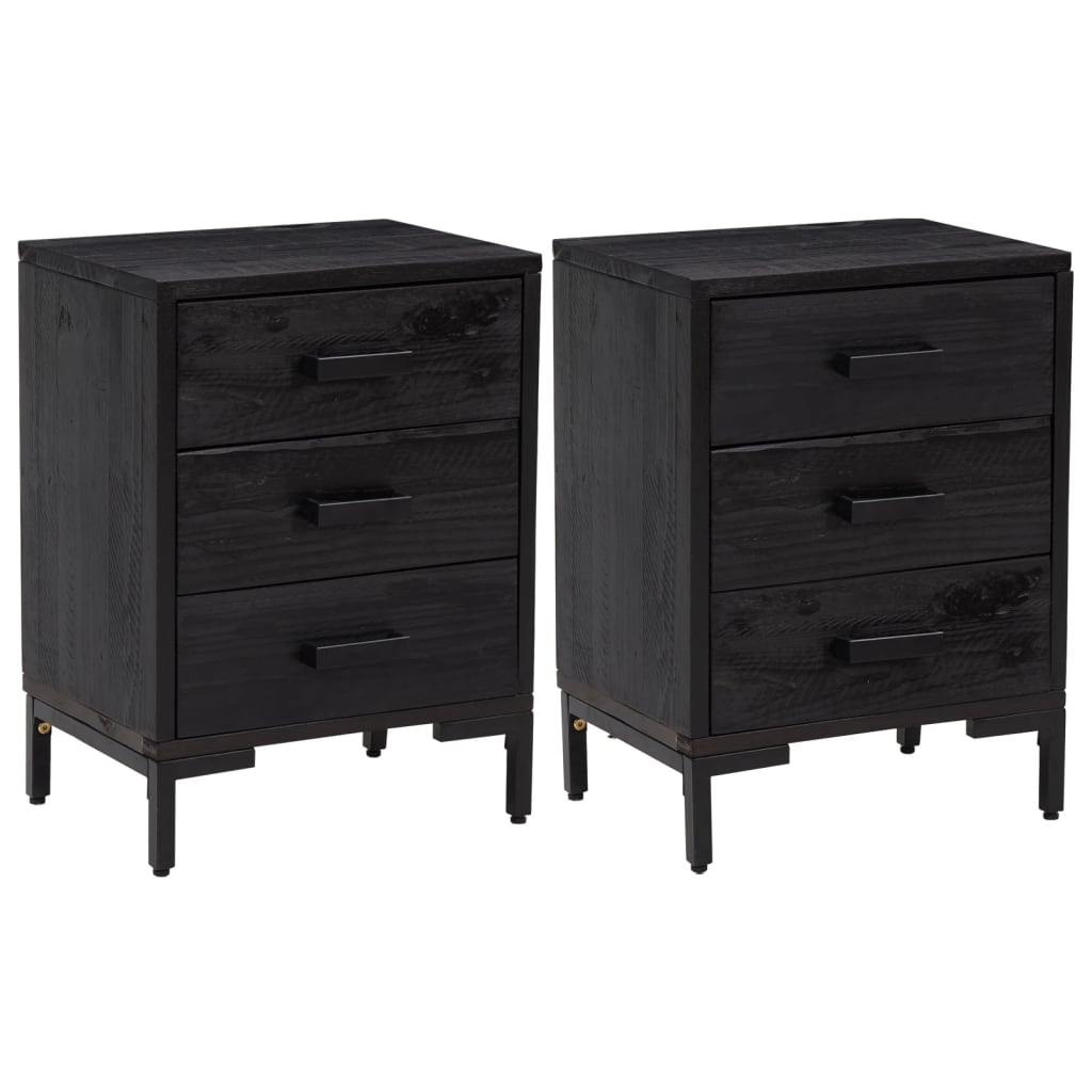 8720845541231_a_en_hd_1 vidaXL Bedside Cabinets 2 pcs Black 40x30x55 cm Solid Wood Pine - Image 2