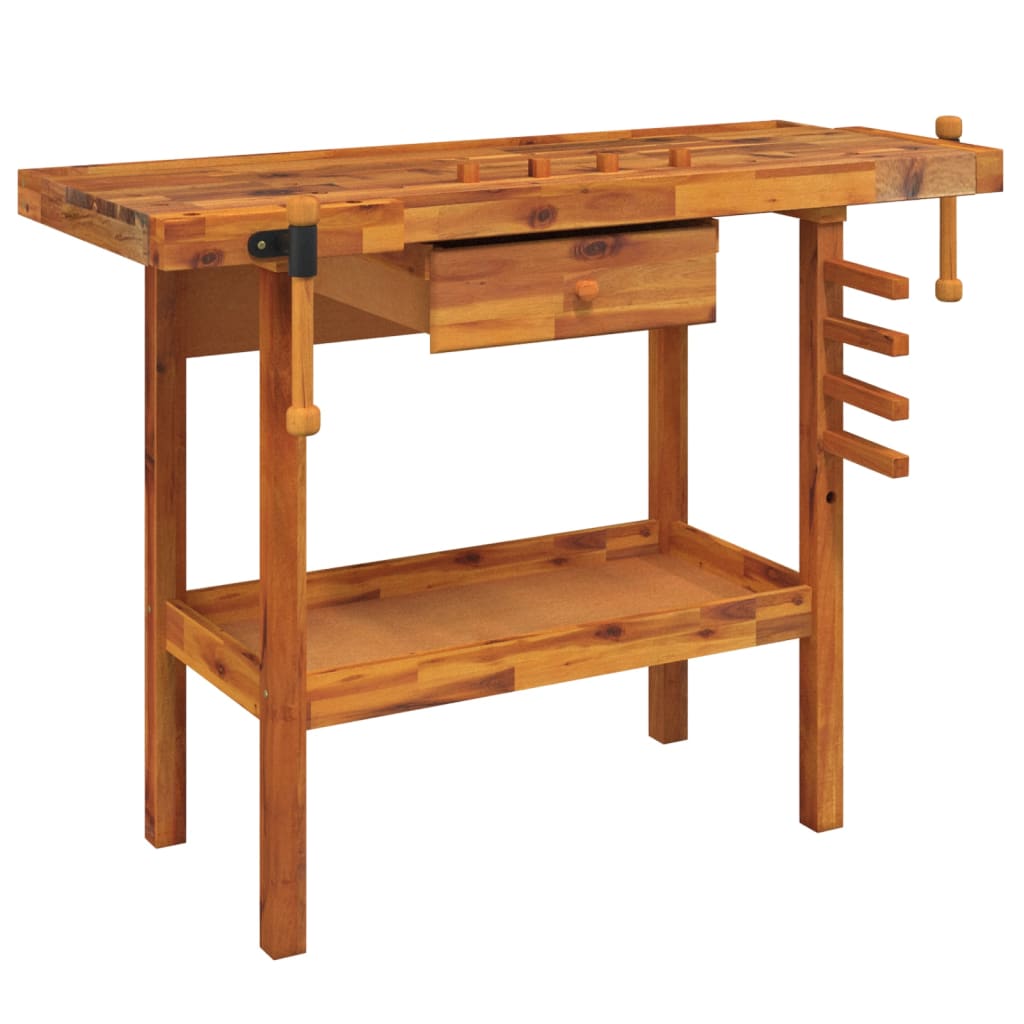 8720845554774_a_en_hd_1 vidaXL Workbench with Drawer and Vices 124x52x83 cm Solid Wood Acacia - Image 2