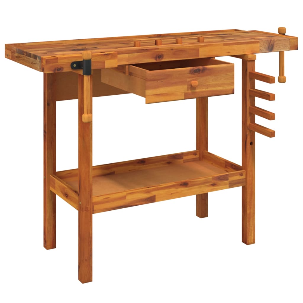 8720845554774_g_en_hd_1 vidaXL Workbench with Drawer and Vices 124x52x83 cm Solid Wood Acacia - Image 3