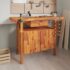 vidaXL Workbench with Drawer and Vices 124x52x83 cm Solid Wood Acacia
