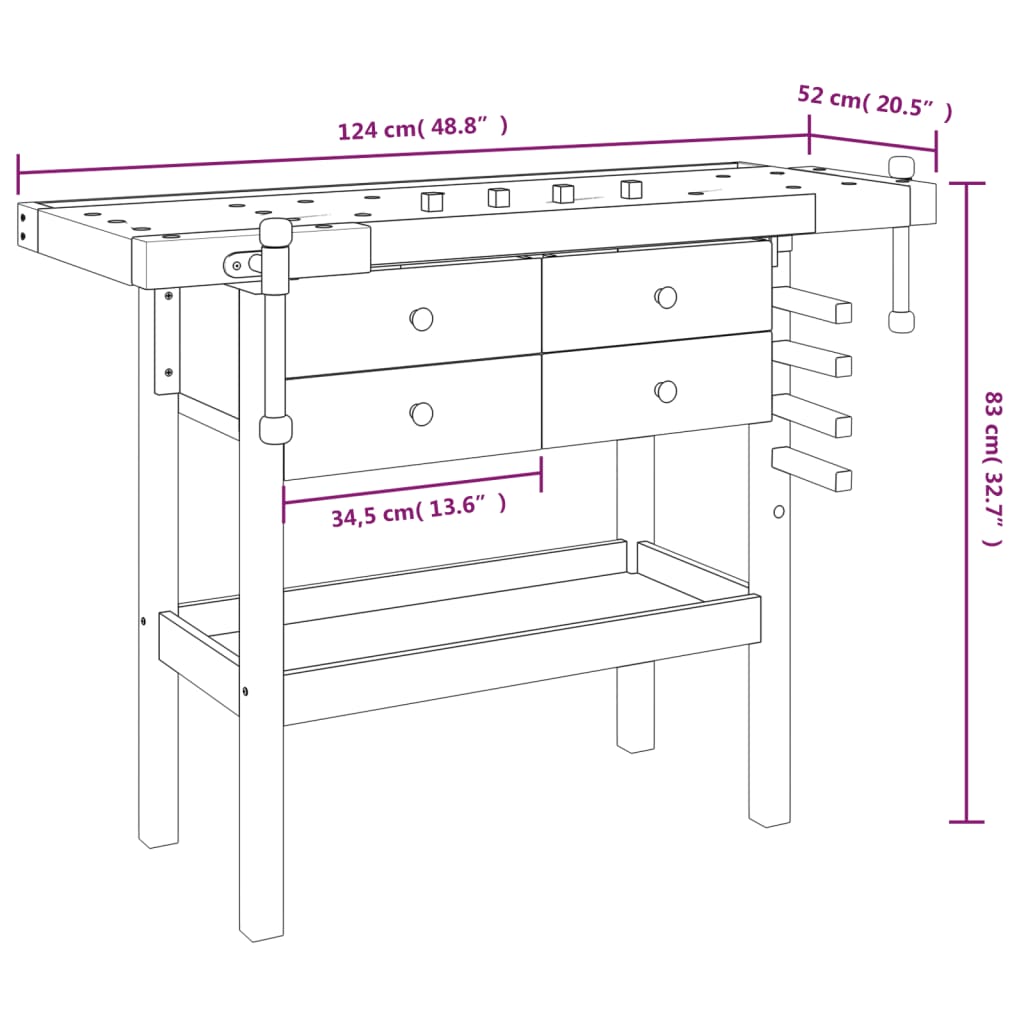 8720845554798_g_en_hd_8 vidaXL Workbench with Drawers and Vices 124x52x83 cm Solid Wood Acacia - Image 10