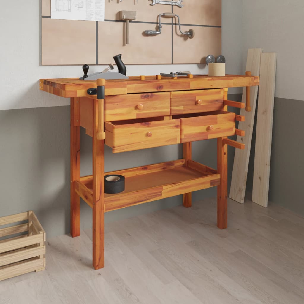 8720845554798_m_en_hd_1 vidaXL Workbench with Drawers and Vices 124x52x83 cm Solid Wood Acacia - Image 1