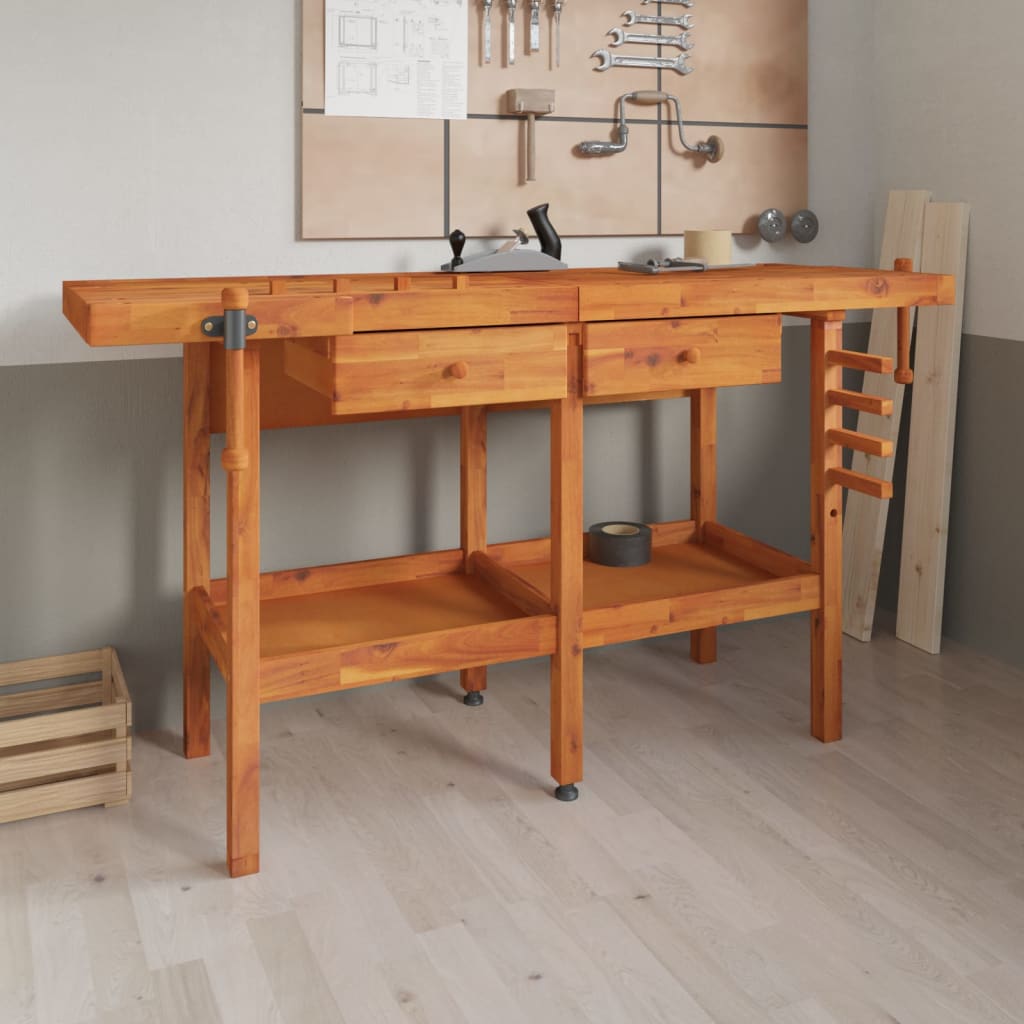 8720845554804_m_en_hd_1 vidaXL Workbench with Drawers and Vices 162x62x83 cm Solid Wood Acacia - Image 1