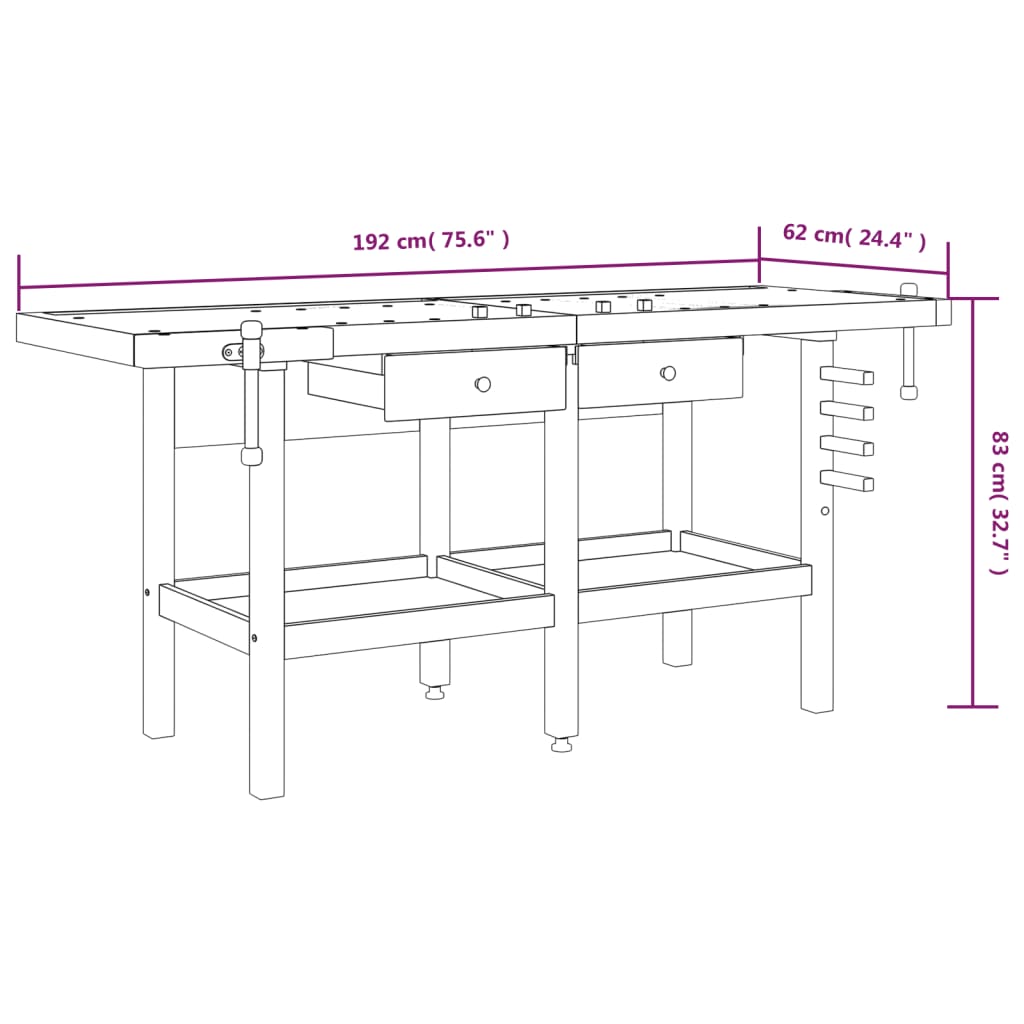8720845554828_g_en_hd_8 vidaXL Workbench with Drawers and Vices 192x62x83 cm Solid Wood Acacia - Image 10