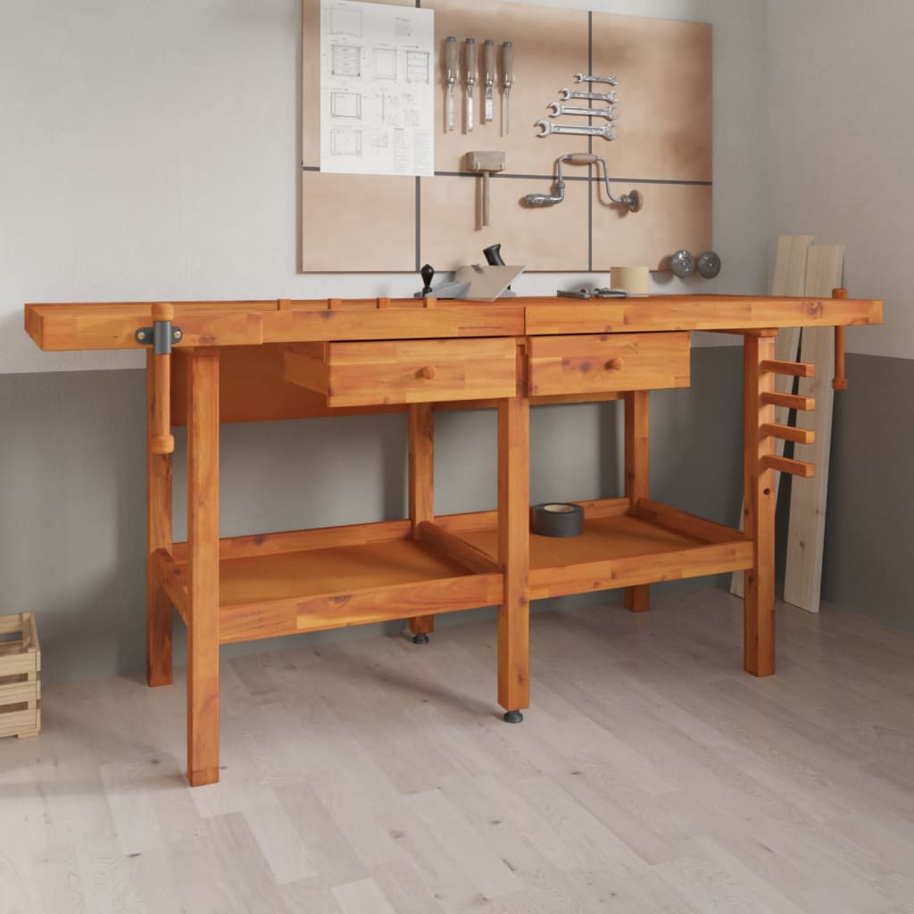 8720845554828_m_en_hd_1 vidaXL Workbench with Drawers and Vices 192x62x83 cm Solid Wood Acacia - Image 1