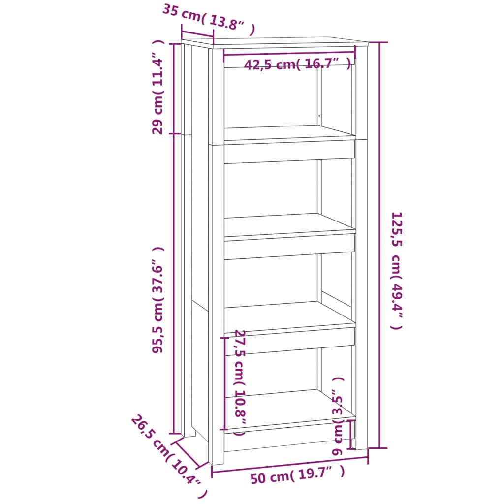 8720845556600_g_en_hd_6 vidaXL Book Cabinet 50x35x125.5 cm Solid Wood Pine - Image 9