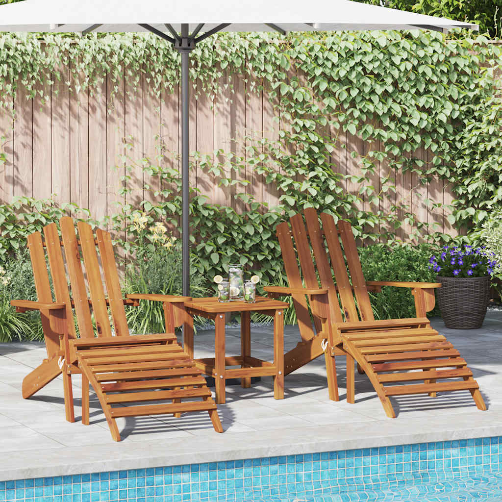 vidaXL Garden Adirondack Chairs with Footrests 2 pcs Solid Wood Acacia