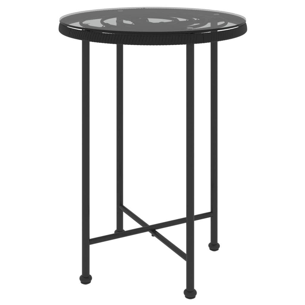 8720845557935_a_en_hd_1 vidaXL Dining Table Black Ø55 cm Tempered Glass and Steel - Image 2
