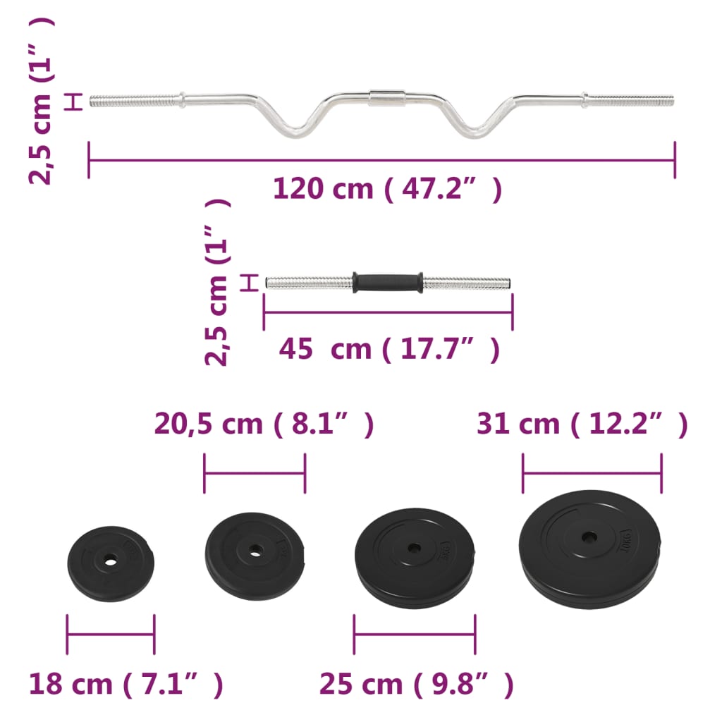 8720845559151_g_en_hd_9 vidaXL Curl Barbell and Dumbbell with Plates 60 kg - Image 10