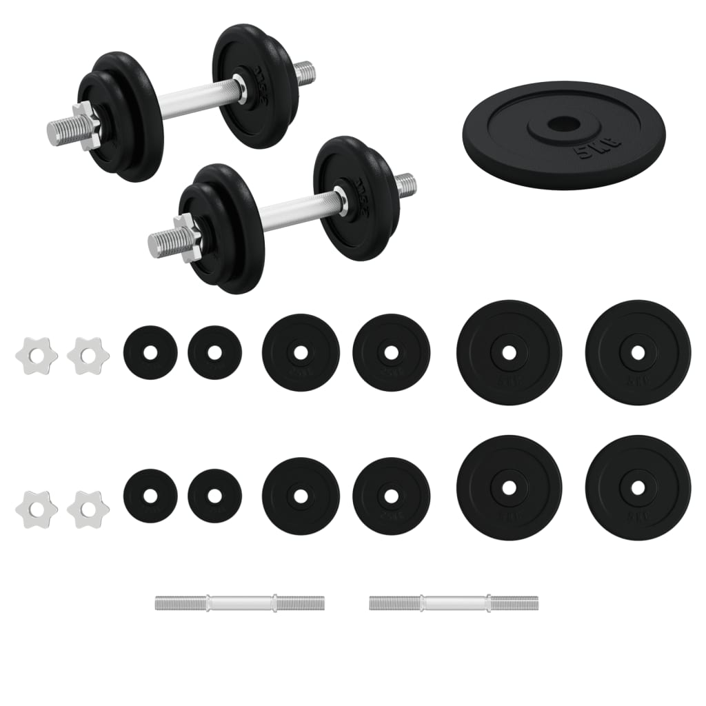 8720845559229_a_en_hd_1 vidaXL Dumbbell with Plates Set 40 kg Cast Iron and Chrome Plated Steel - Image 2