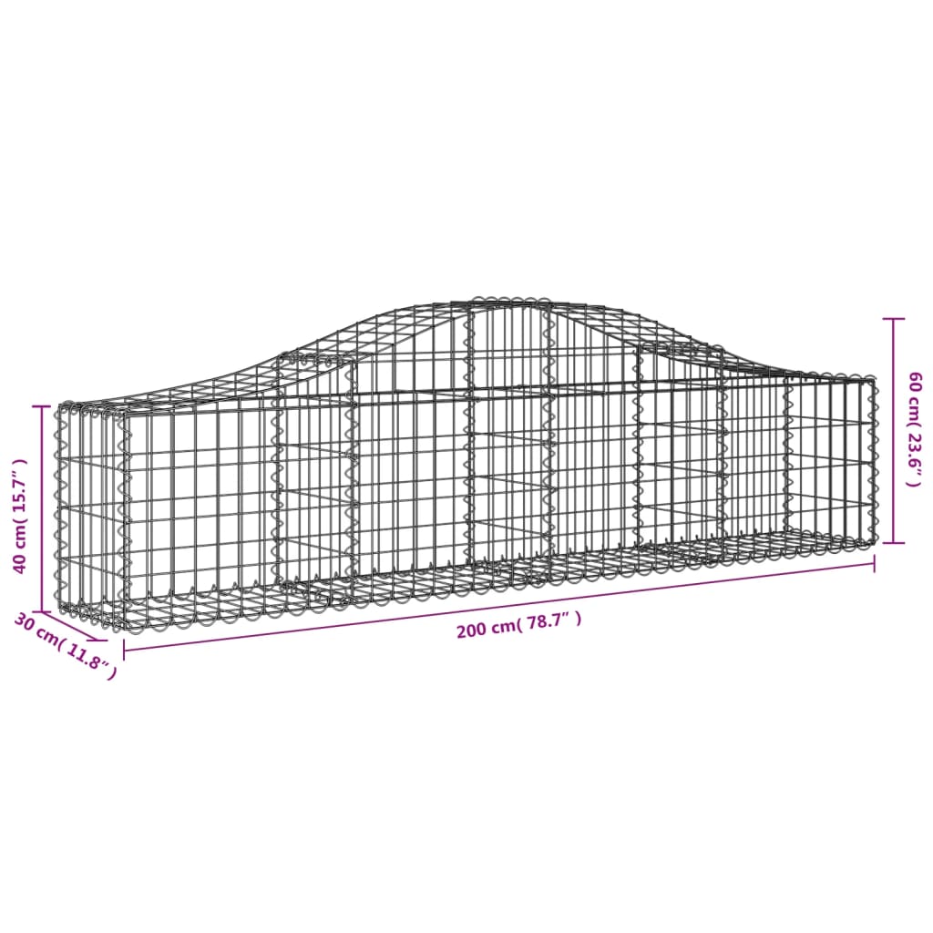 8720845559502_g_en_hd_4 vidaXL Arched Gabion Baskets 2 pcs 200x30x40/60 cm Galvanised Iron - Image 6