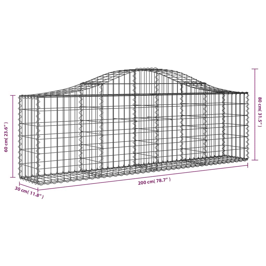 8720845559717_g_en_hd_4 vidaXL Arched Gabion Baskets 2 pcs 200x30x60/80 cm Galvanised Iron - Image 6