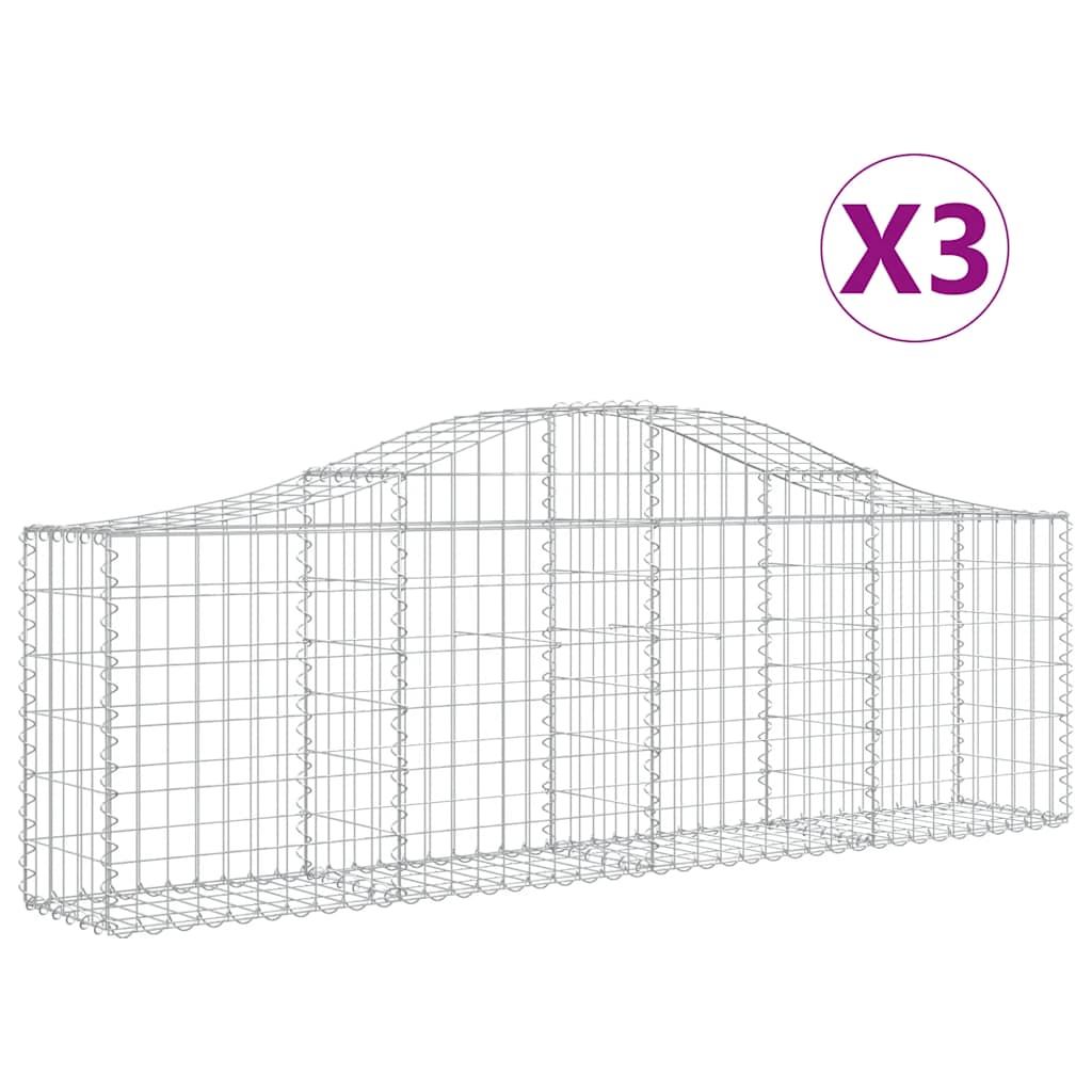 8720845559724_a_en_hd_1 vidaXL Arched Gabion Baskets 3 pcs 200x30x60/80 cm Galvanised Iron - Image 2