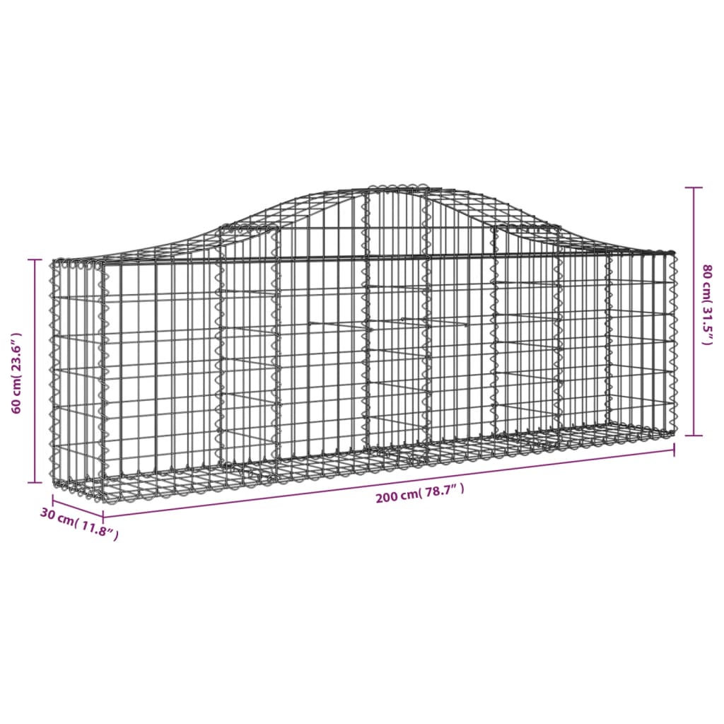 8720845559755_g_en_hd_4 vidaXL Arched Gabion Baskets 6 pcs 200x30x60/80 cm Galvanised Iron - Image 6