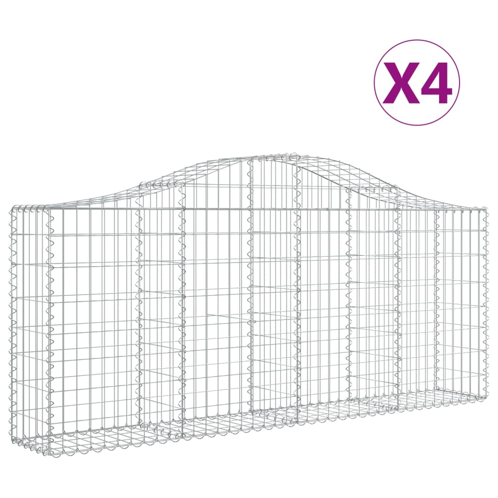 8720845559946_a_en_hd_1 vidaXL Arched Gabion Baskets 4 pcs 200x30x80/100 cm Galvanised Iron - Image 2