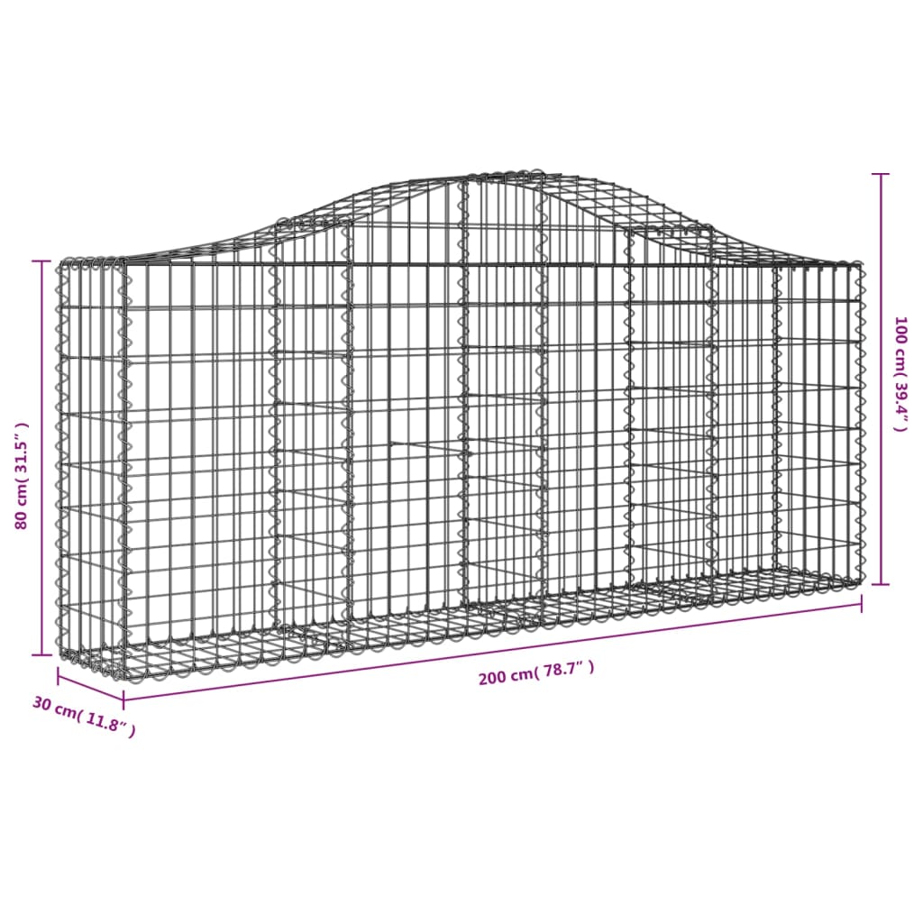 8720845559946_g_en_hd_4 vidaXL Arched Gabion Baskets 4 pcs 200x30x80/100 cm Galvanised Iron - Image 6