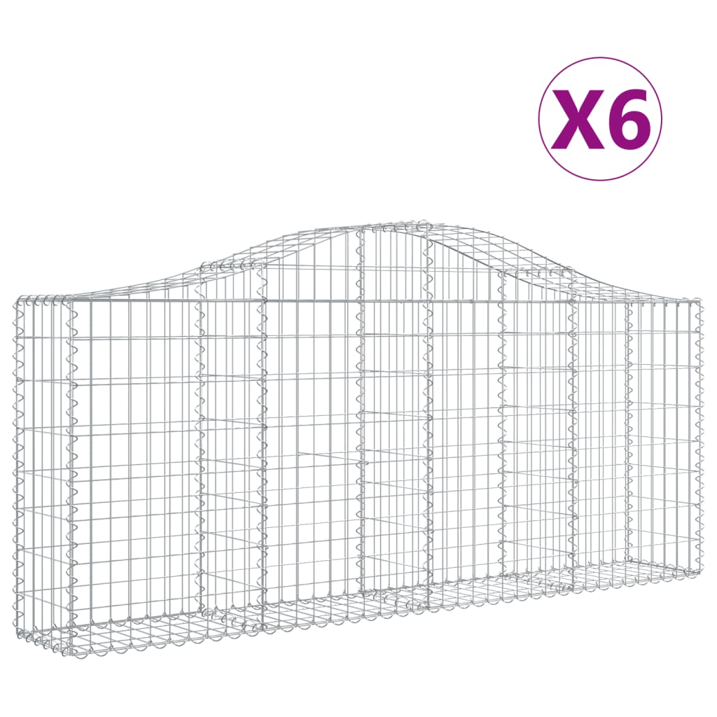 8720845559960_a_en_hd_1 vidaXL Arched Gabion Baskets 6 pcs 200x30x80/100 cm Galvanised Iron - Image 2