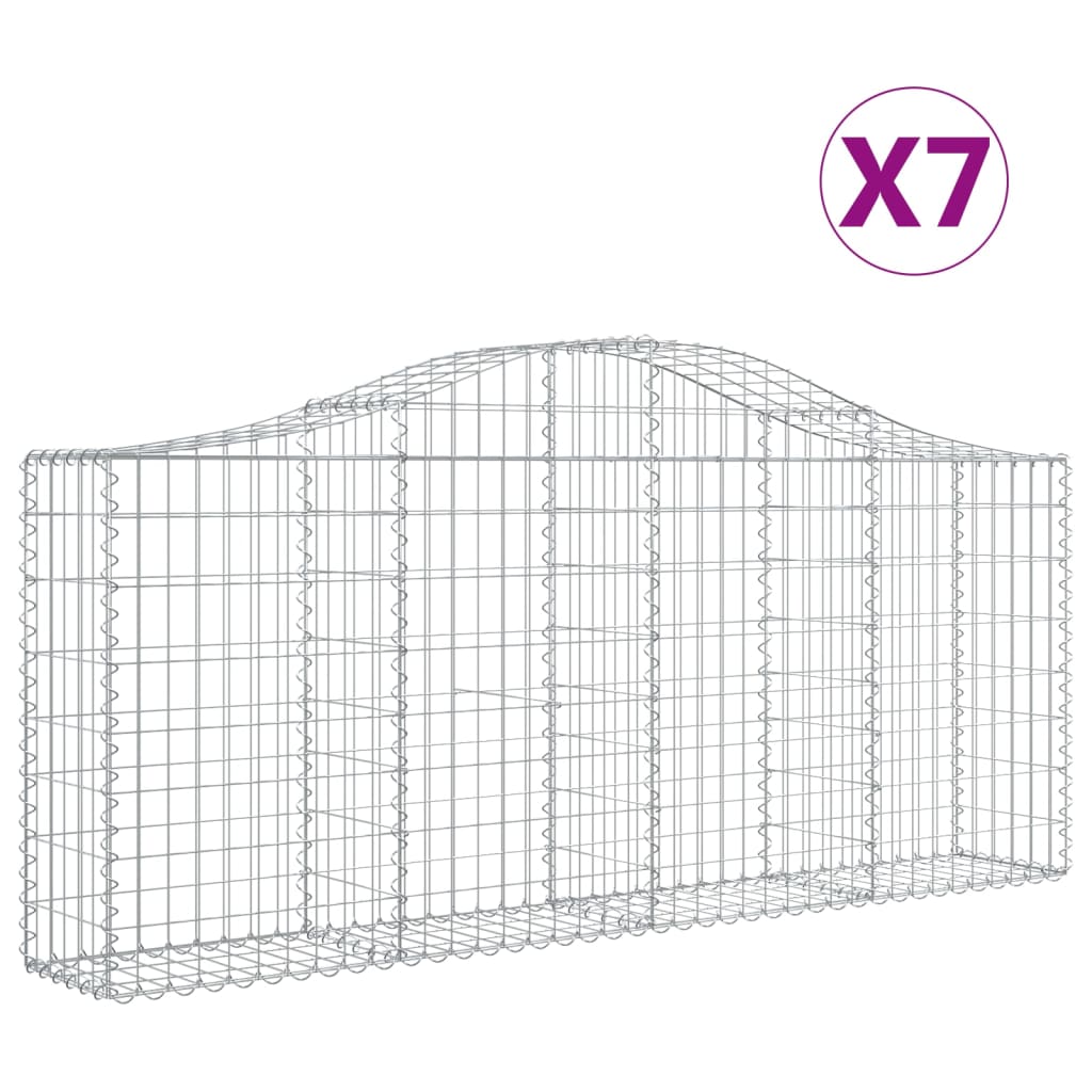 8720845559977_a_en_hd_1 vidaXL Arched Gabion Baskets 7 pcs 200x30x80/100 cm Galvanised Iron - Image 2