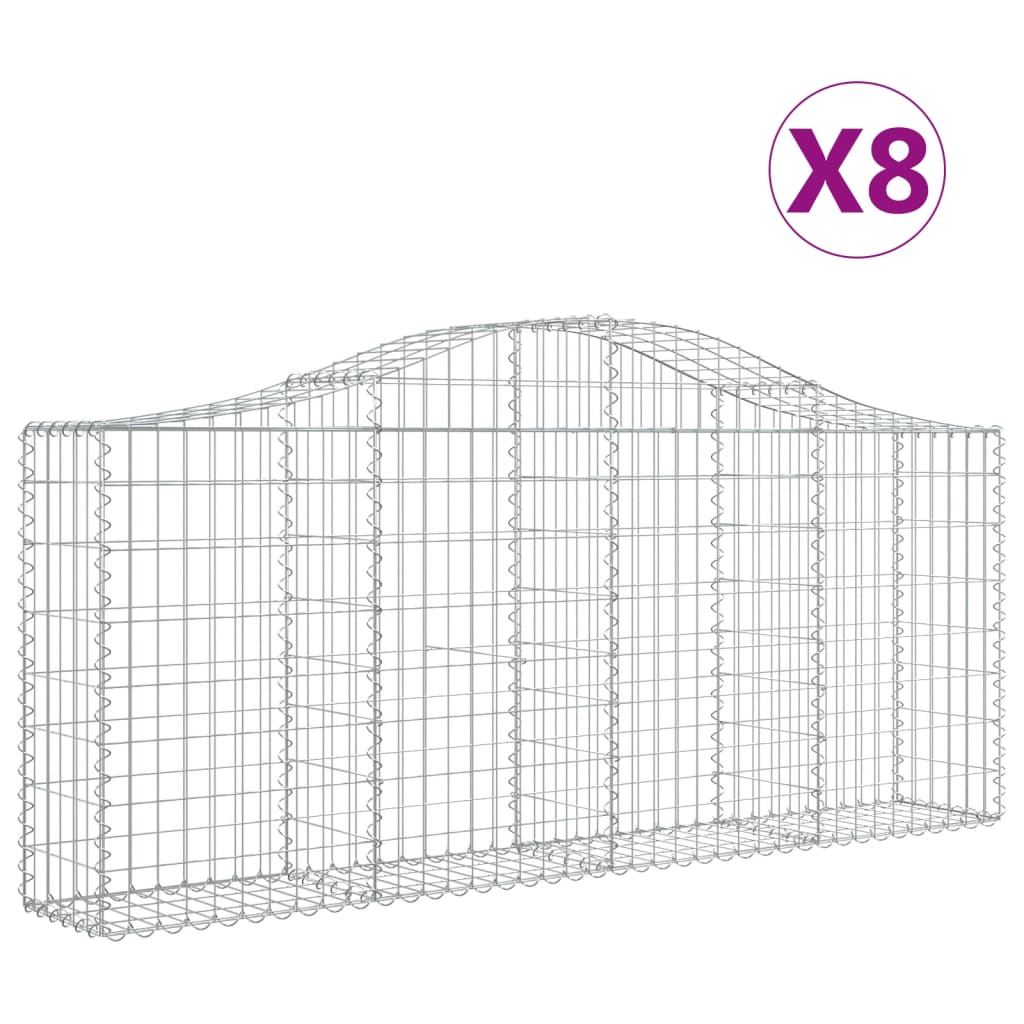 8720845559984_a_en_hd_1 vidaXL Arched Gabion Baskets 8 pcs 200x30x80/100 cm Galvanised Iron - Image 2