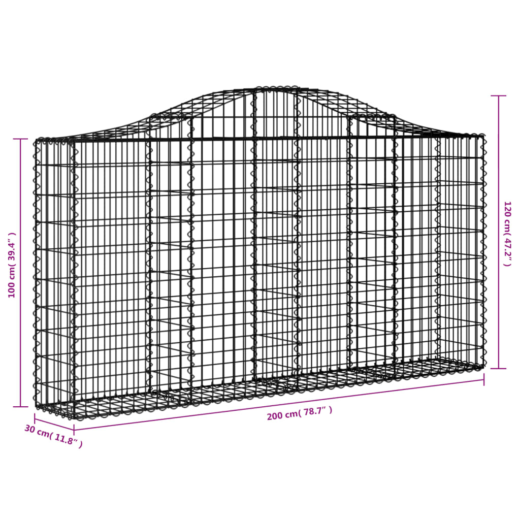 8720845560157_g_en_hd_4 vidaXL Arched Gabion Baskets 4 pcs 200x30x100/120 cm Galvanised Iron - Image 6