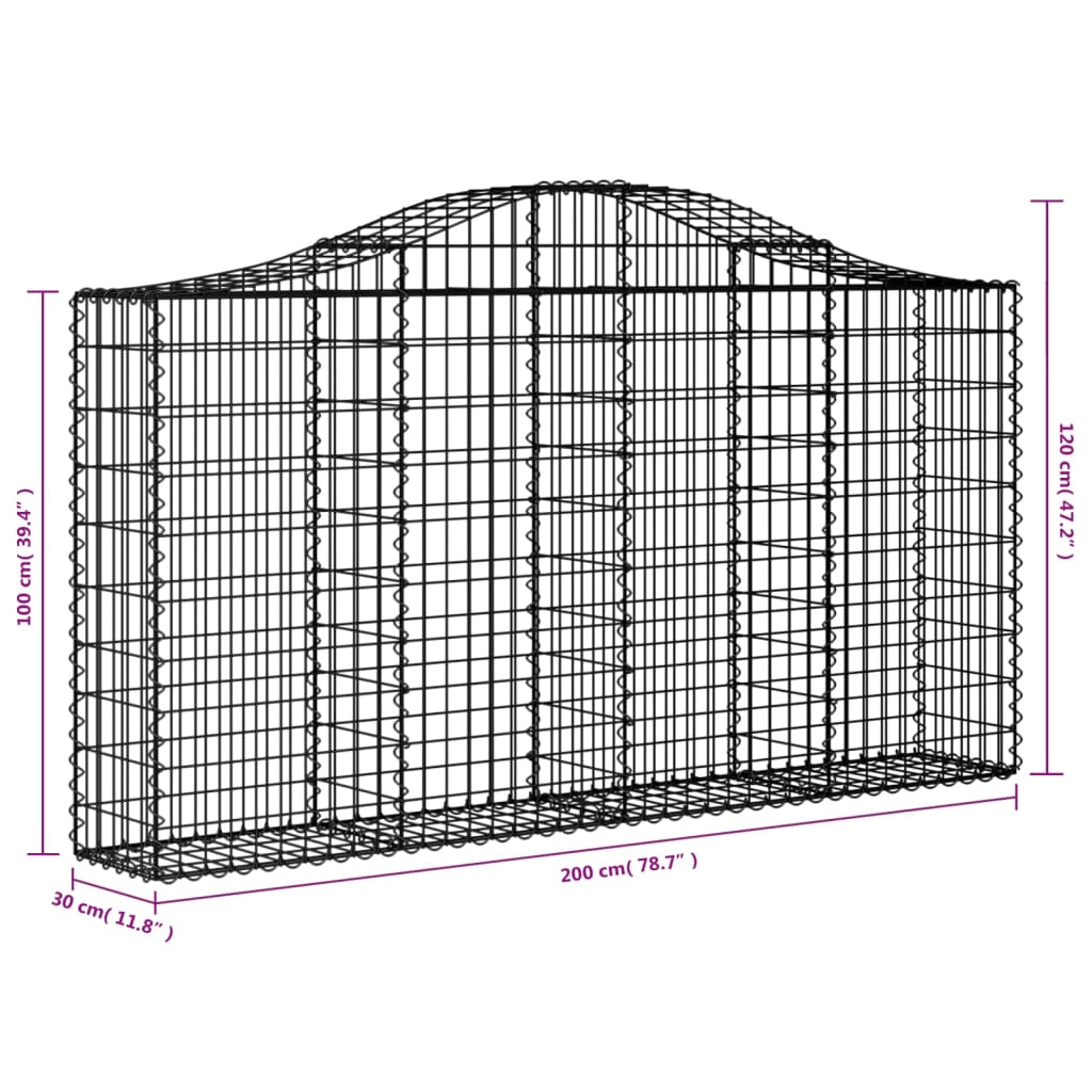 8720845560164_g_en_hd_4 vidaXL Arched Gabion Baskets 5 pcs 200x30x100/120 cm Galvanised Iron - Image 6