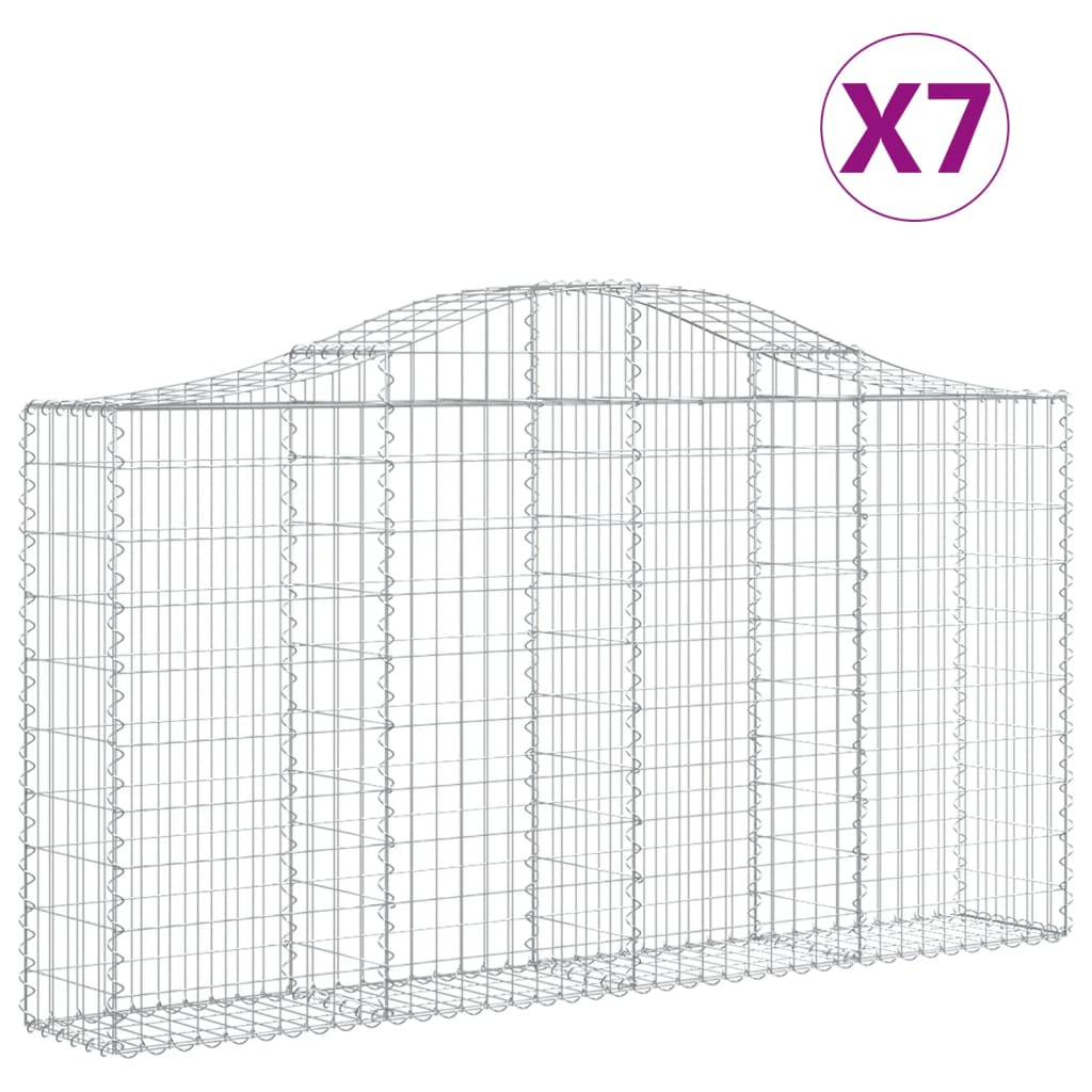 8720845560188_a_en_hd_1 vidaXL Arched Gabion Baskets 7 pcs 200x30x100/120 cm Galvanised Iron - Image 2