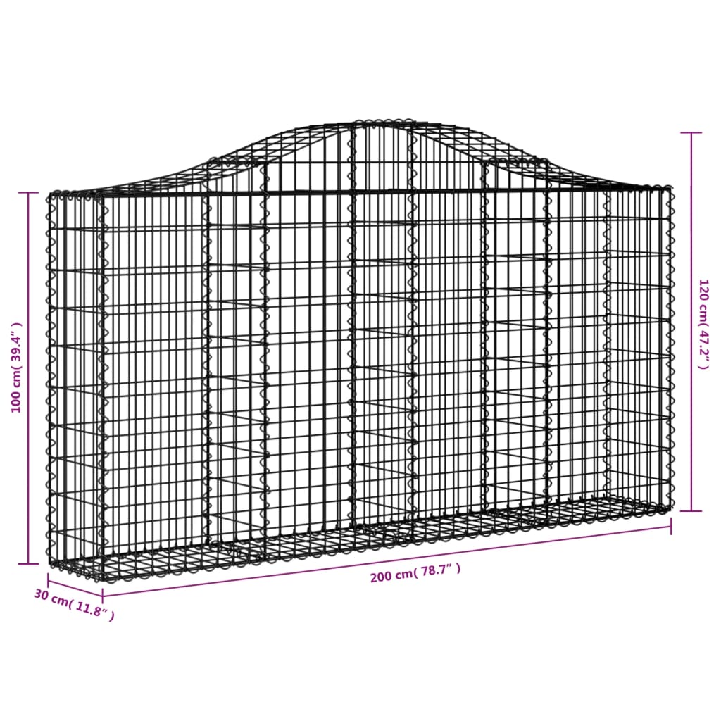 8720845560195_g_en_hd_4 vidaXL Arched Gabion Baskets 8 pcs 200x30x100/120 cm Galvanised Iron - Image 6