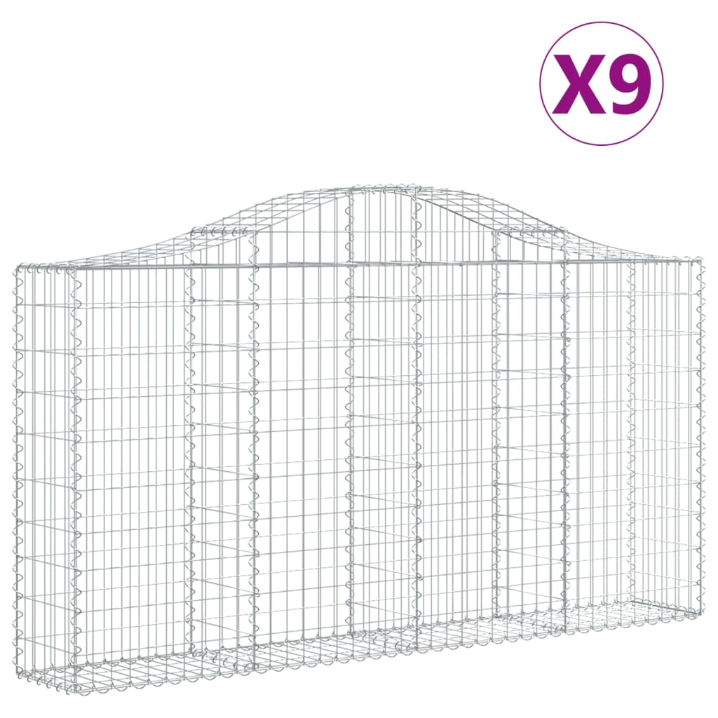 8720845560201_a_en_hd_1 vidaXL Arched Gabion Baskets 9 pcs 200x30x100/120 cm Galvanised Iron - Image 2