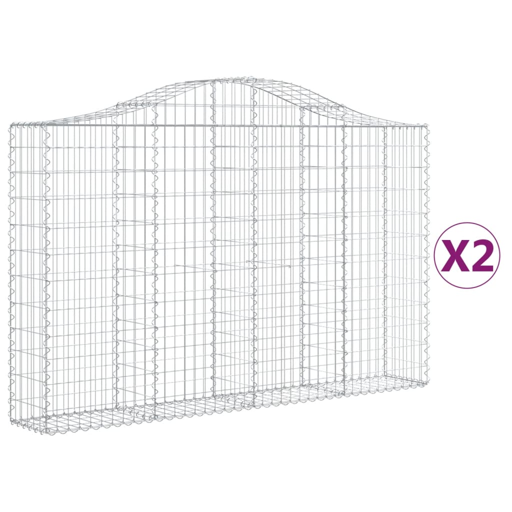 8720845560348_a_en_hd_1 vidaXL Arched Gabion Baskets 2 pcs 200x30x120/140 cm Galvanised Iron - Image 2