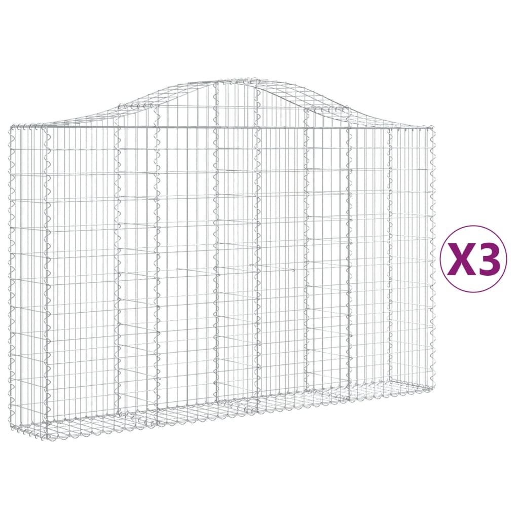 8720845560355_a_en_hd_1 vidaXL Arched Gabion Baskets 3 pcs 200x30x120/140 cm Galvanised Iron - Image 2