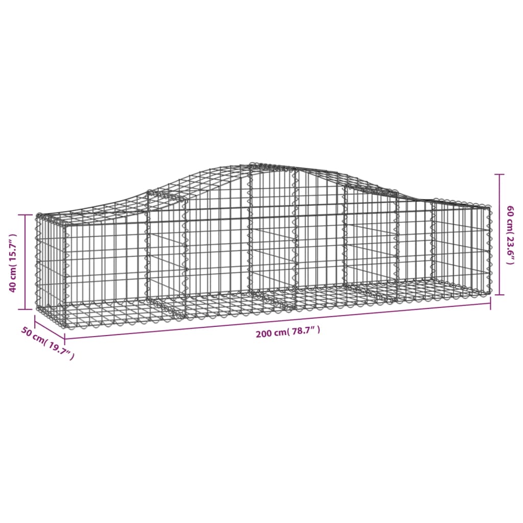 8720845561604_g_en_hd_4 vidaXL Arched Gabion Baskets 2 pcs 200x50x40/60 cm Galvanised Iron - Image 6