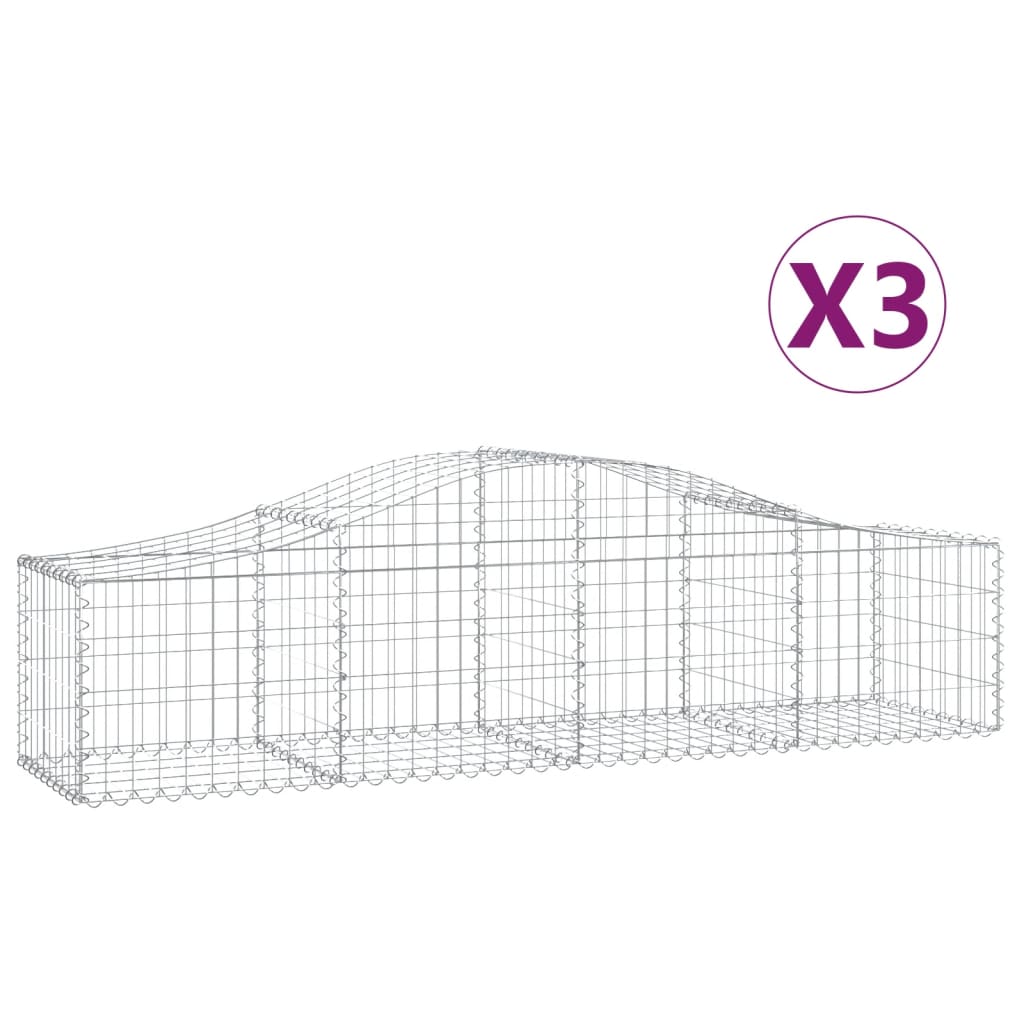 8720845561611_a_en_hd_1 vidaXL Arched Gabion Baskets 3 pcs 200x50x40/60 cm Galvanised Iron - Image 2