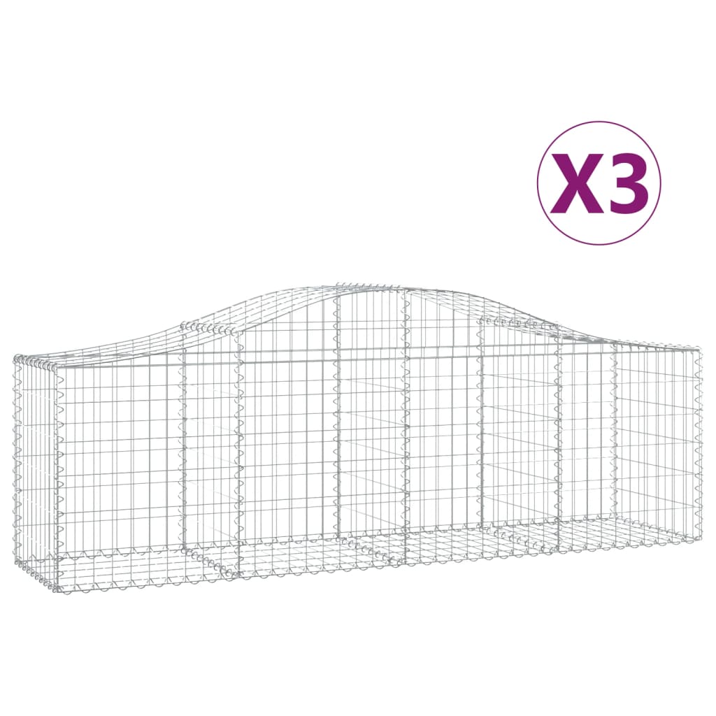 8720845561826_a_en_hd_1 vidaXL Arched Gabion Baskets 3 pcs 200x50x60/80 cm Galvanised Iron - Image 2