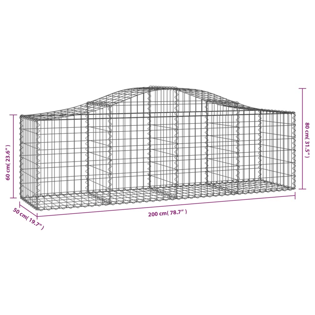 8720845561826_g_en_hd_4 vidaXL Arched Gabion Baskets 3 pcs 200x50x60/80 cm Galvanised Iron - Image 6