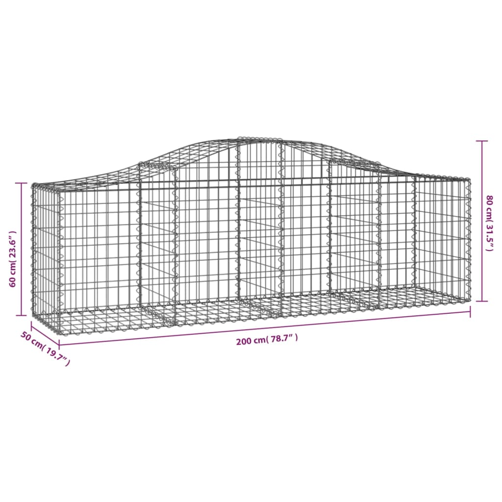 8720845561888_g_en_hd_4 vidaXL Arched Gabion Baskets 9 pcs 200x50x60/80 cm Galvanised Iron - Image 6
