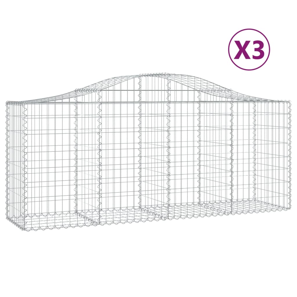 8720845562038_a_en_hd_1 vidaXL Arched Gabion Baskets 3 pcs 200x50x80/100 cm Galvanised Iron - Image 2