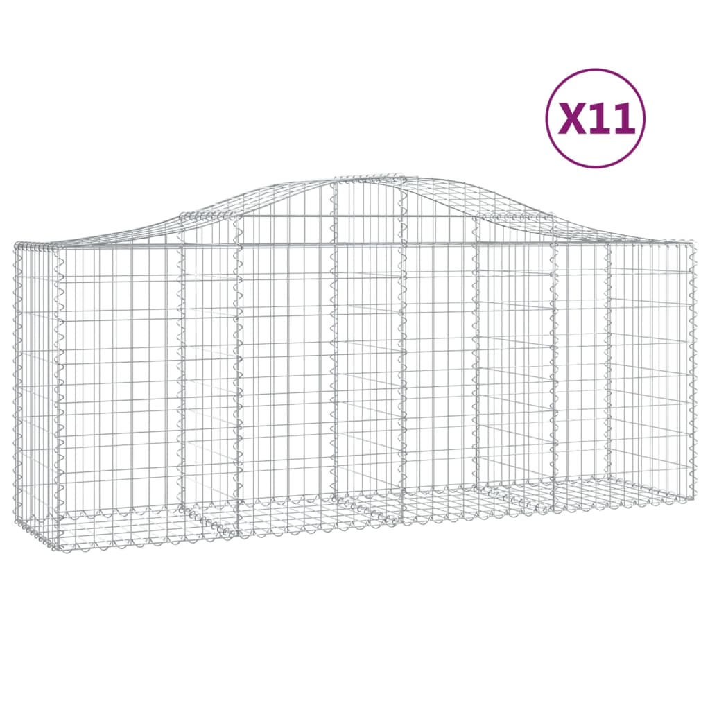 8720845562113_a_en_hd_1 vidaXL Arched Gabion Baskets 11 pcs 200x50x80/100 cm Galvanised Iron - Image 2