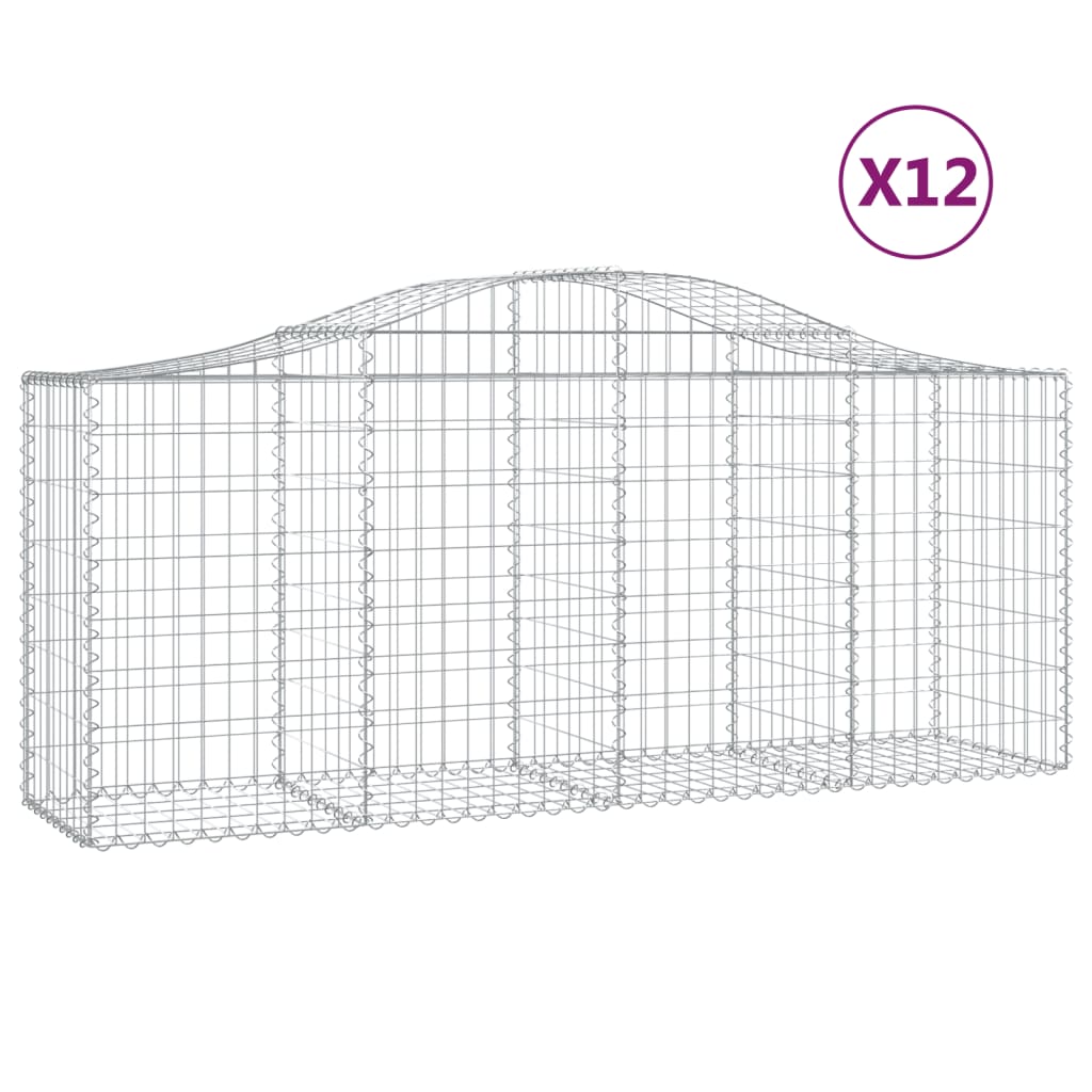 8720845562120_a_en_hd_1 vidaXL Arched Gabion Baskets 12 pcs 200x50x80/100 cm Galvanised Iron - Image 2