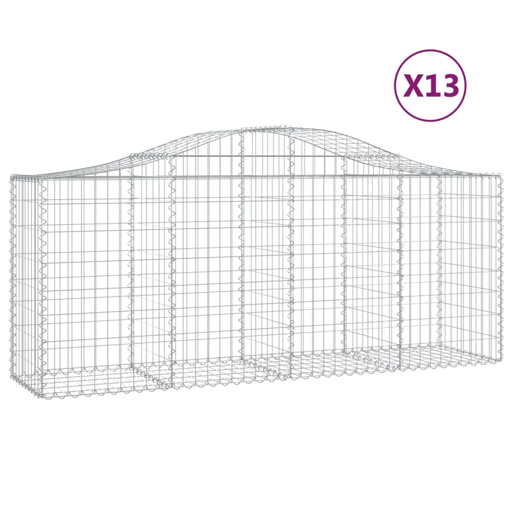 8720845562137_a_en_hd_1 vidaXL Arched Gabion Baskets 13 pcs 200x50x80/100 cm Galvanised Iron - Image 2