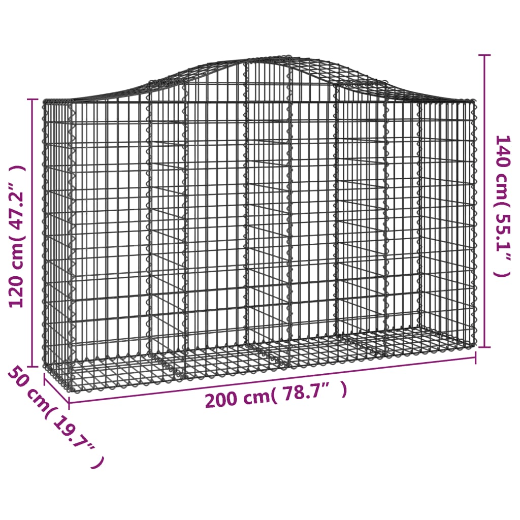 8720845562458_g_en_hd_4 vidaXL Arched Gabion Baskets 3 pcs 200x50x120/140 cm Galvanised Iron - Image 6