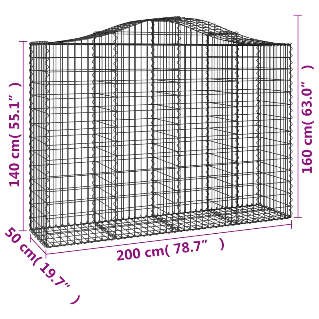 8720845562656_g_en_hd_4 vidaXL Arched Gabion Baskets 2 pcs 200x50x140/160 cm Galvanised Iron - Image 6