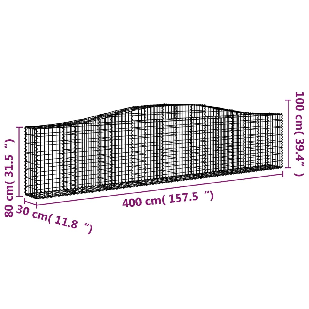 8720845564032_g_en_hd_4 vidaXL Arched Gabion Baskets 9 pcs 400x30x80/100 cm Galvanised Iron - Image 6